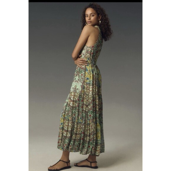 Anthropologie Somerset Maxi Halter Edition Dress Sz XXSP Green - Picture 3 of 9